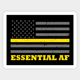 911 Dispatcher Essential Worker Thin Gold Line Flag Sticker